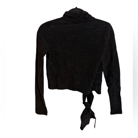 Ganni Black Metallic Baxter Wrap Top - Picture 3 of 6